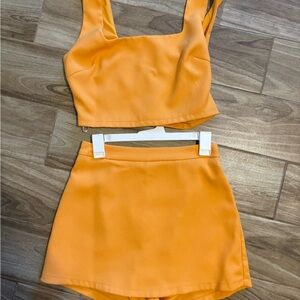 Lulu's Bright Orange Skirt Set